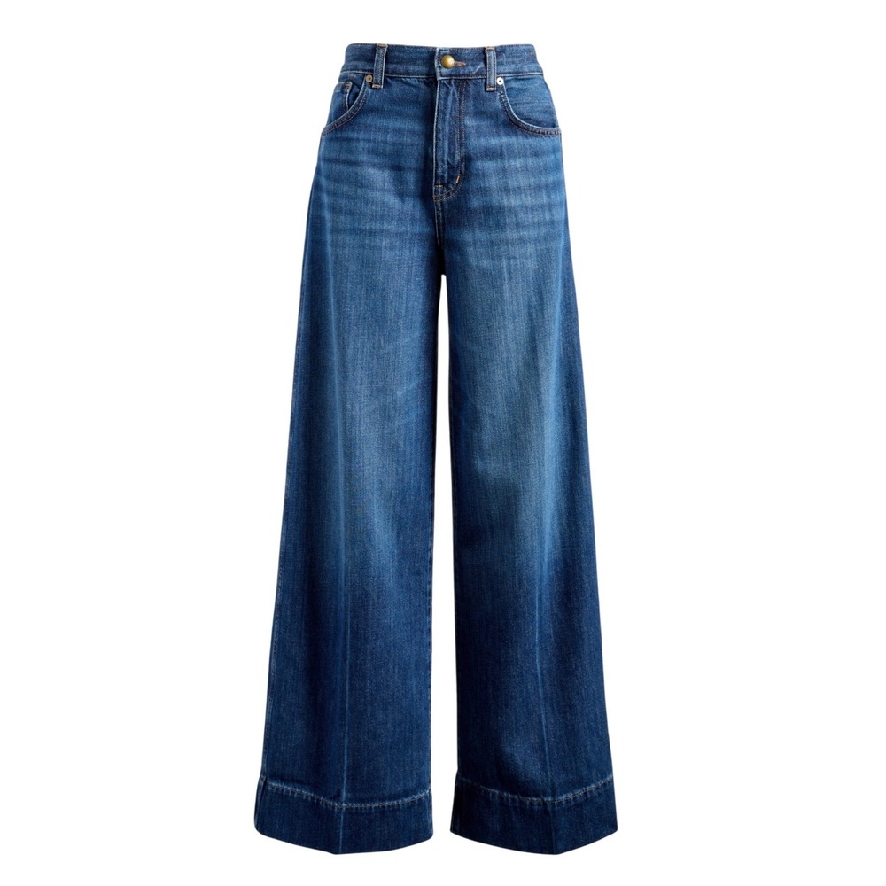 Madewell Superwide Leg Jeans 27 High Rise Wide Cuff Dark Wash 90s Denim